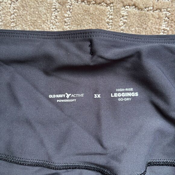 Old Navy PowerSoft Leggings Women's 3X Black Sheer Compression Pockets 7/8 Ankle - Picture 4 of 9